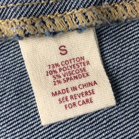 Wishlist Blue Jean Mini Skirt Women's Size S Denim Faux Wrap Button Up Stretch - Picture 5 of 8